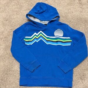 Eddie Bauer Blue Crewneck Hoodie with Multicolor Mountain Stripe